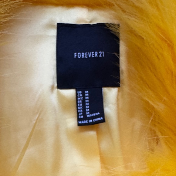 Forever 21 Bright Yellow Faux Fur Jacket - Picture 2 of 3